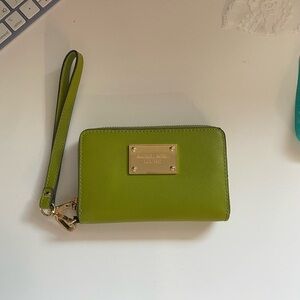 Michael Kors Lime Green Wristlet with Gold Accents